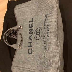 Chanel Canvas Large Deauville Tote Grey